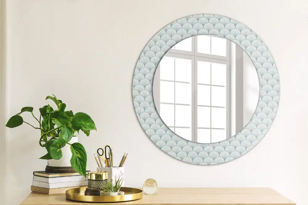 Round printed mirror Retro vintage pattern