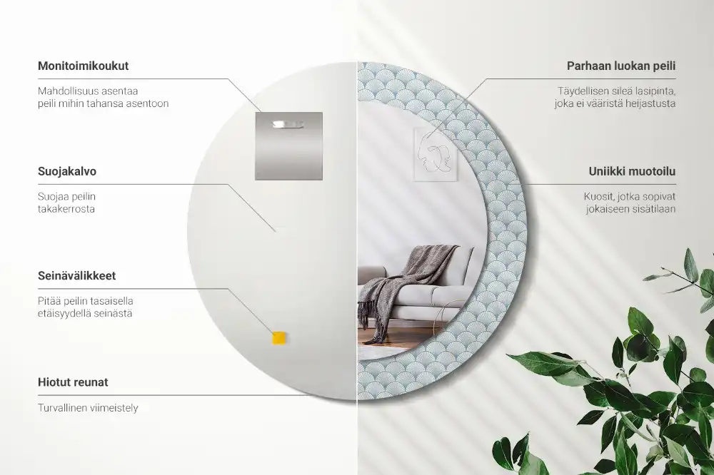 Round printed mirror Retro vintage pattern