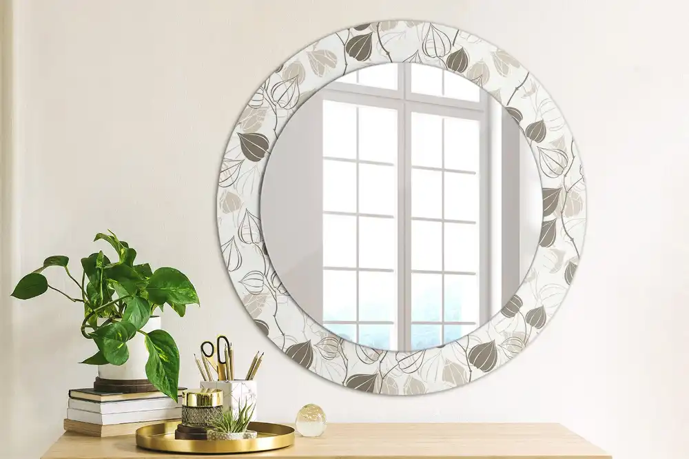 Round decorative mirror Abstract floral