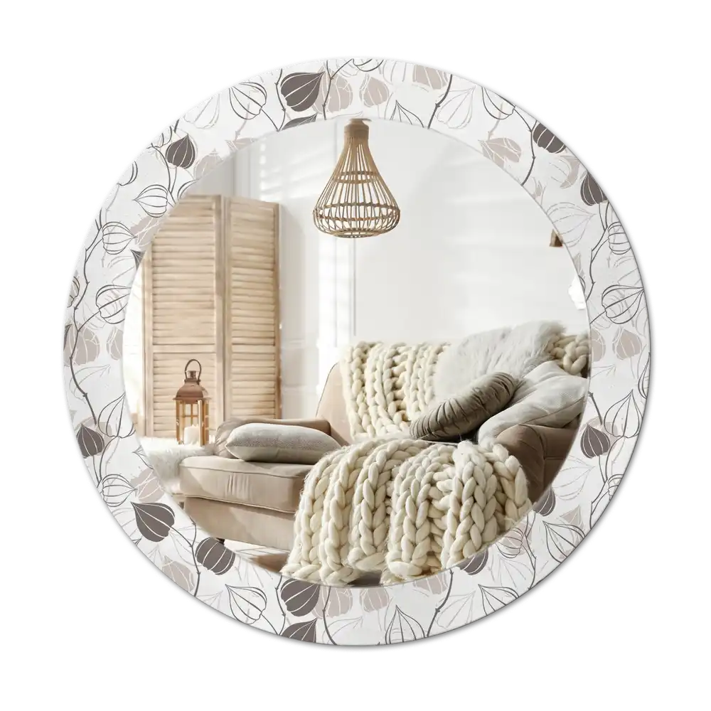 Round decorative mirror Abstract floral