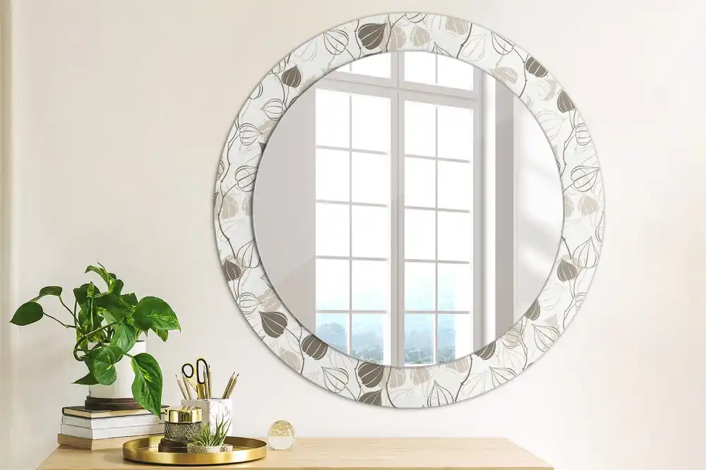 Round decorative mirror Abstract floral