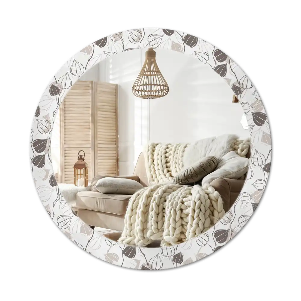 Round decorative mirror Abstract floral