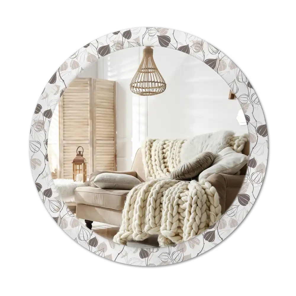 Round decorative mirror Abstract floral