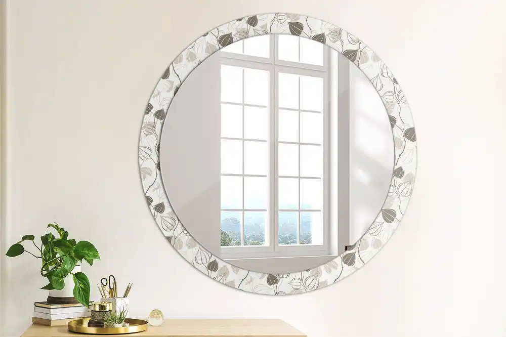Round decorative mirror Abstract floral
