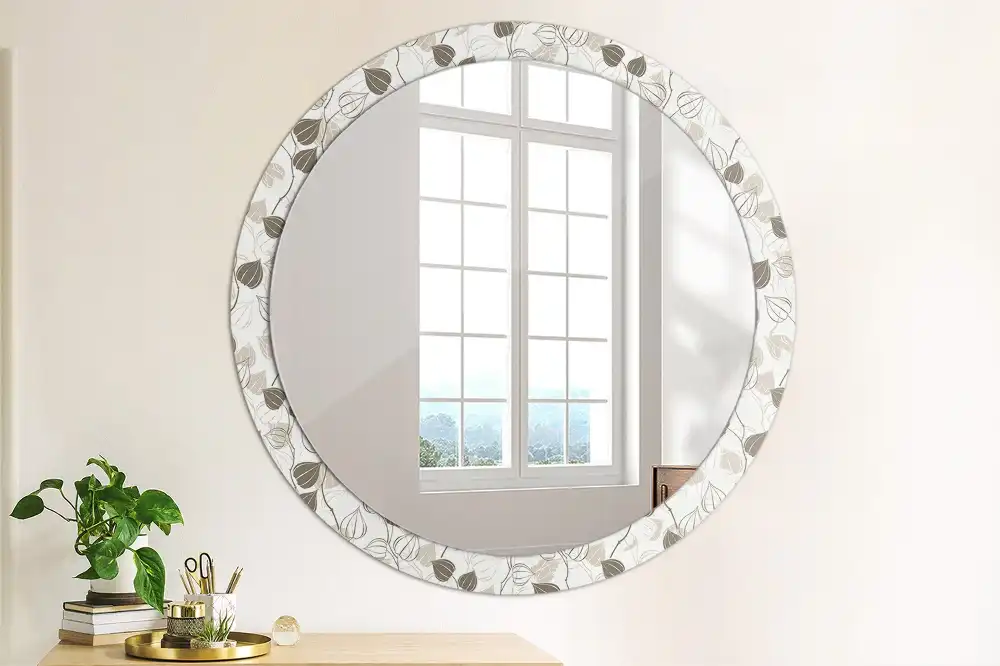 Round decorative mirror Abstract floral