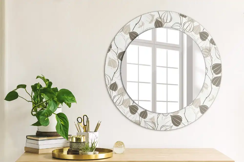 Round decorative mirror Abstract floral
