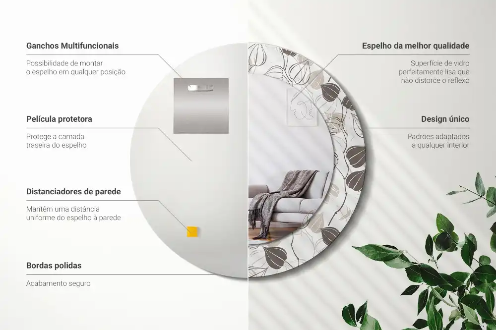 Round decorative mirror Abstract floral