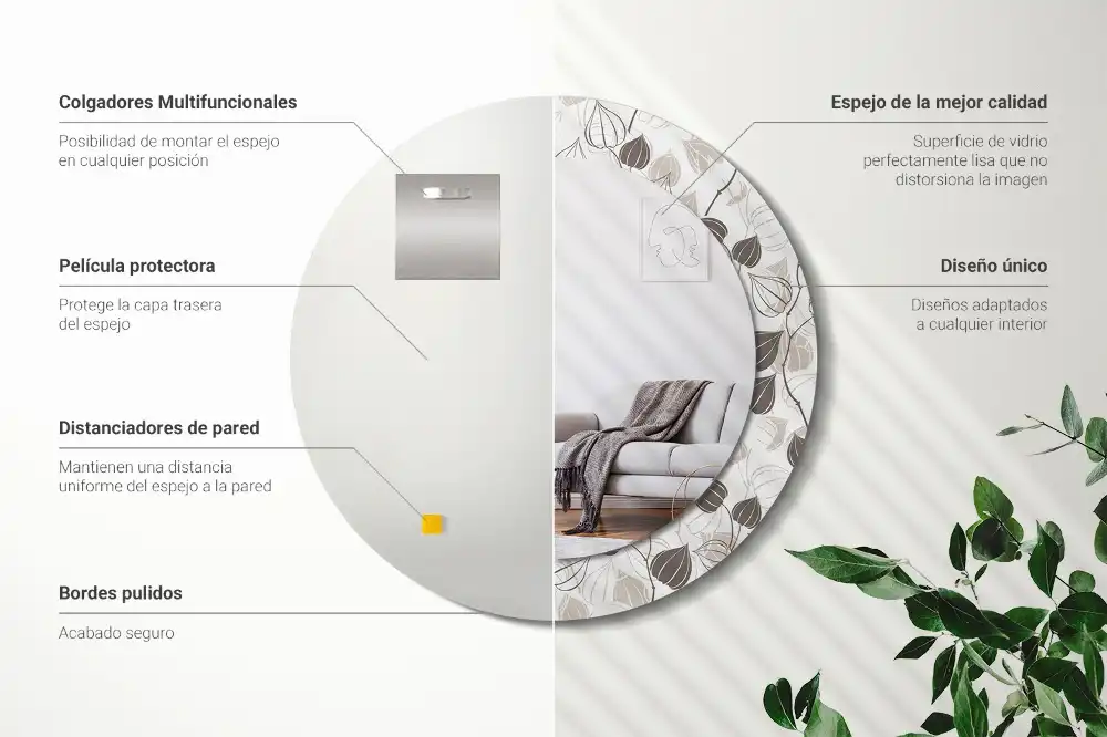 Round decorative mirror Abstract floral