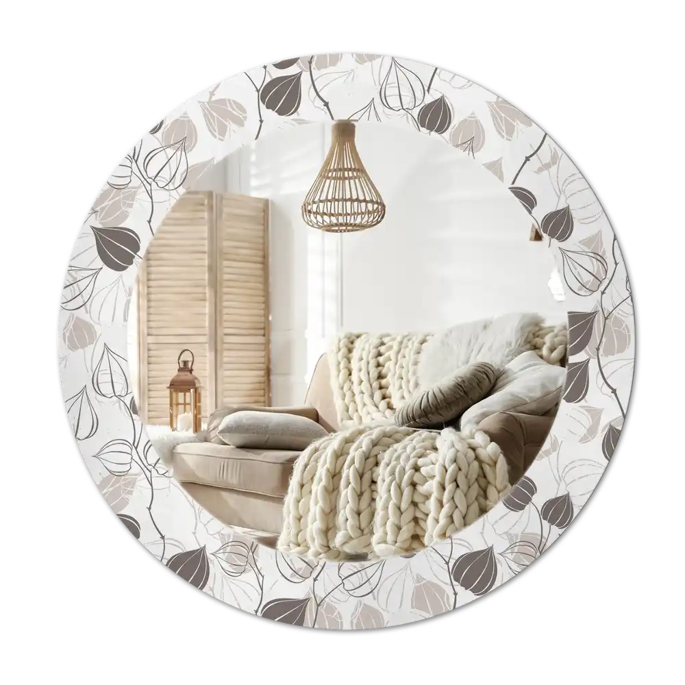 Round decorative mirror Abstract floral