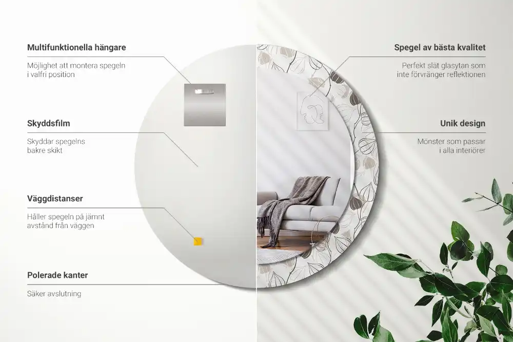 Round decorative mirror Abstract floral