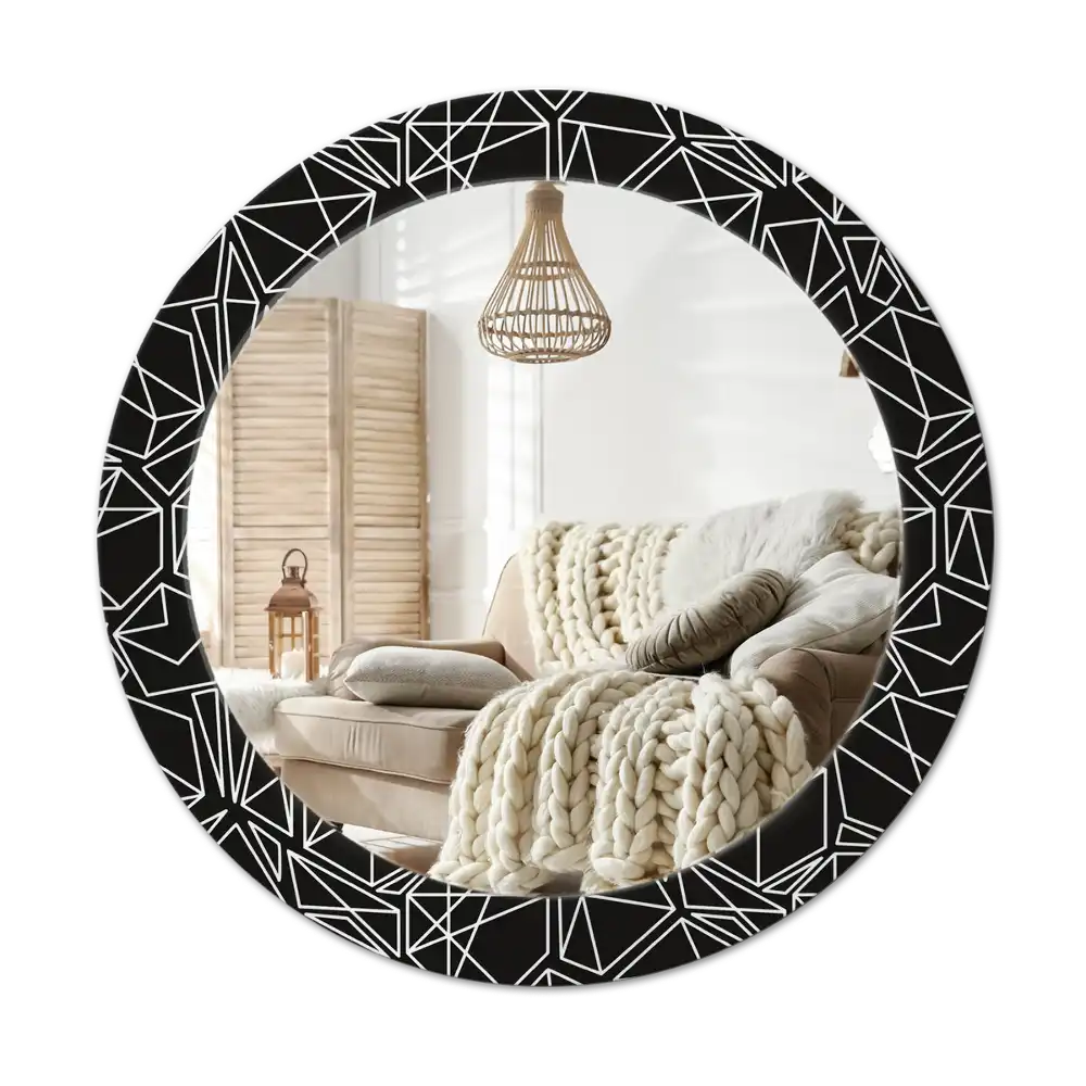 Round wall mirror decor Geometric pattern