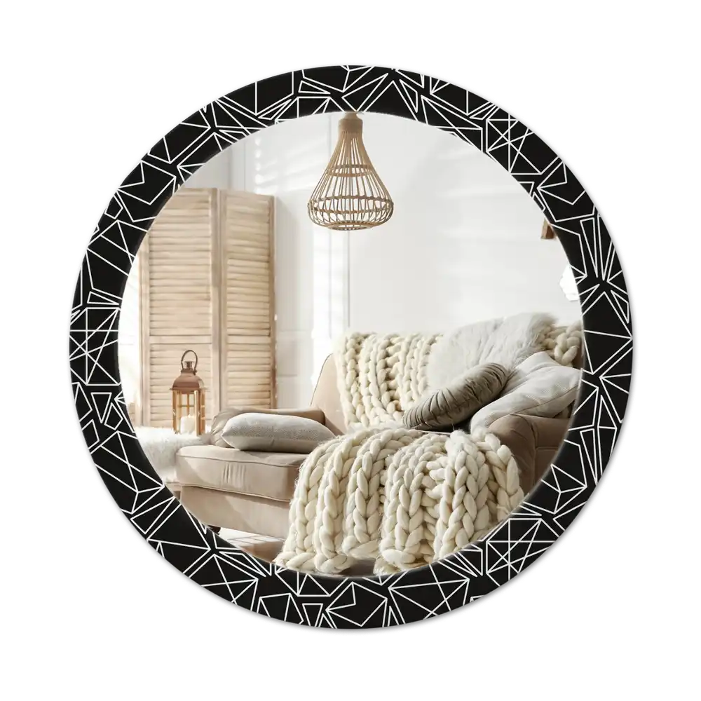 Round wall mirror decor Geometric pattern