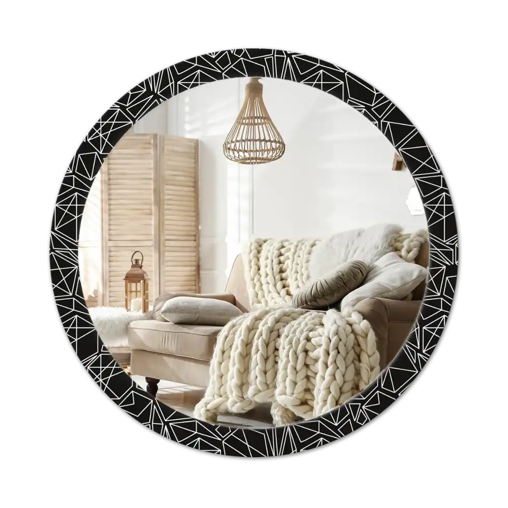 Round wall mirror decor Geometric pattern