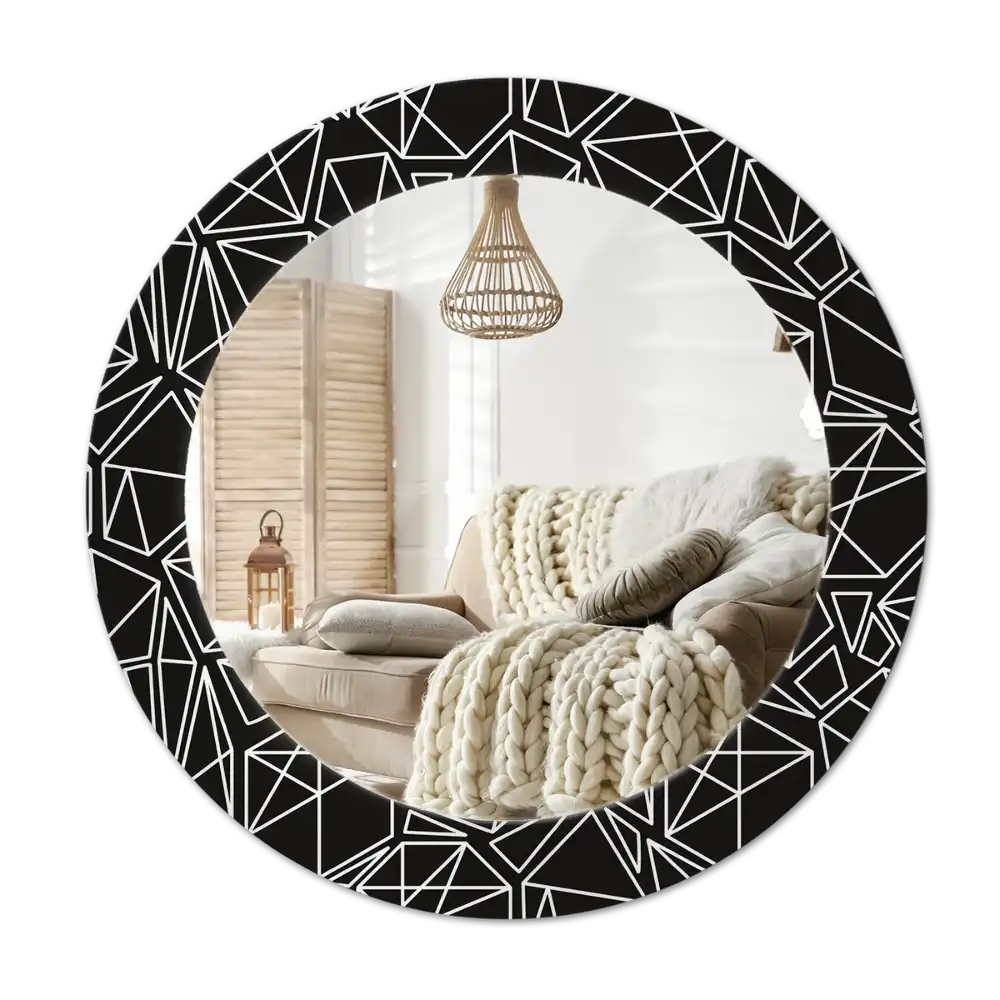 Round wall mirror decor Geometric pattern