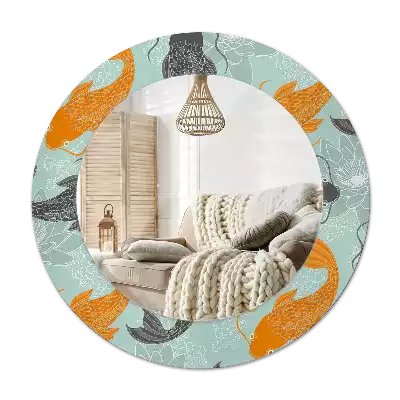 Round printed mirror Koi carp