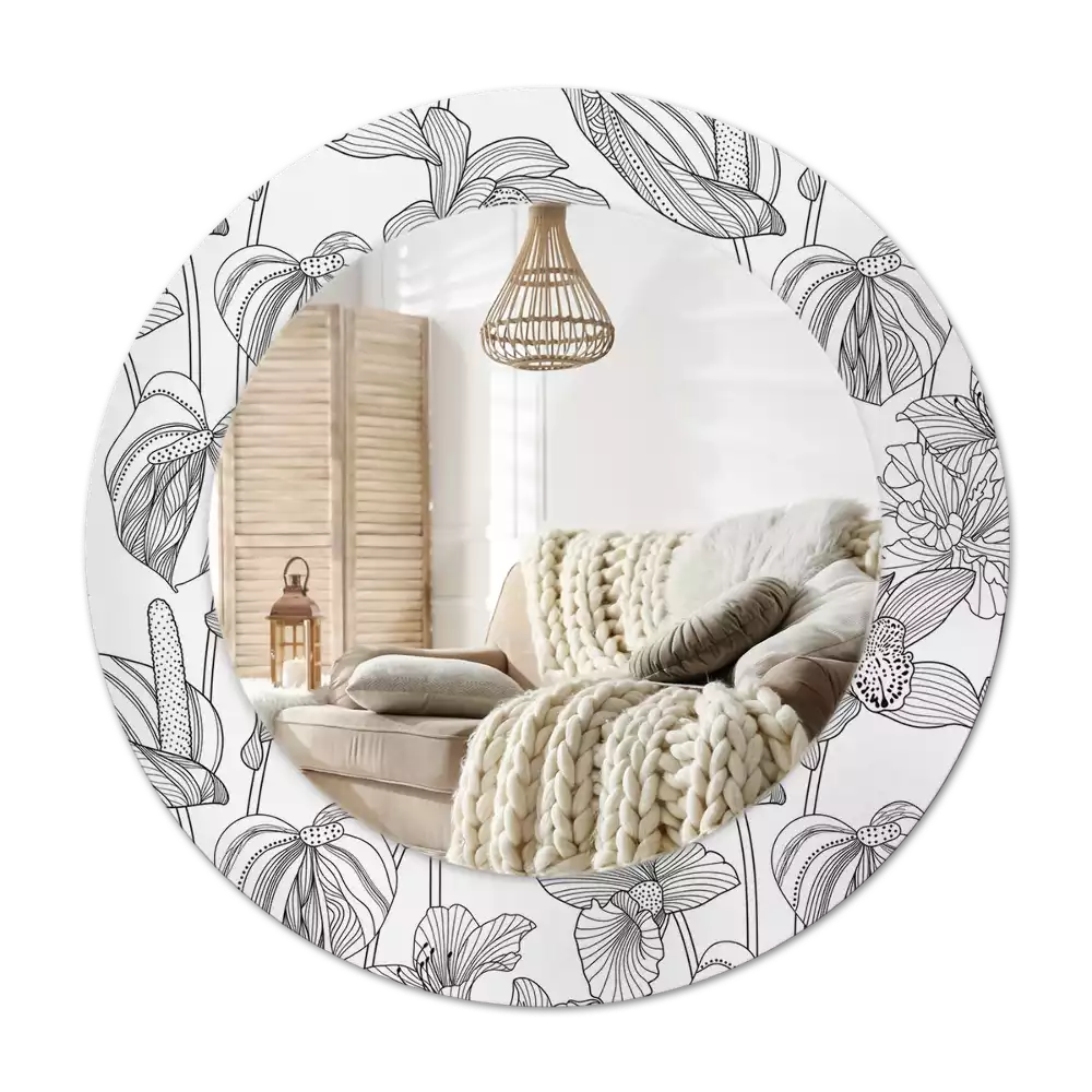 Round decorative mirror Floral pattern