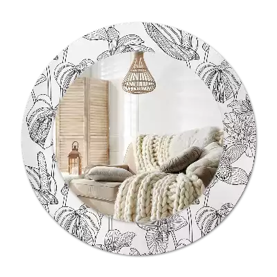Round decorative mirror Floral pattern
