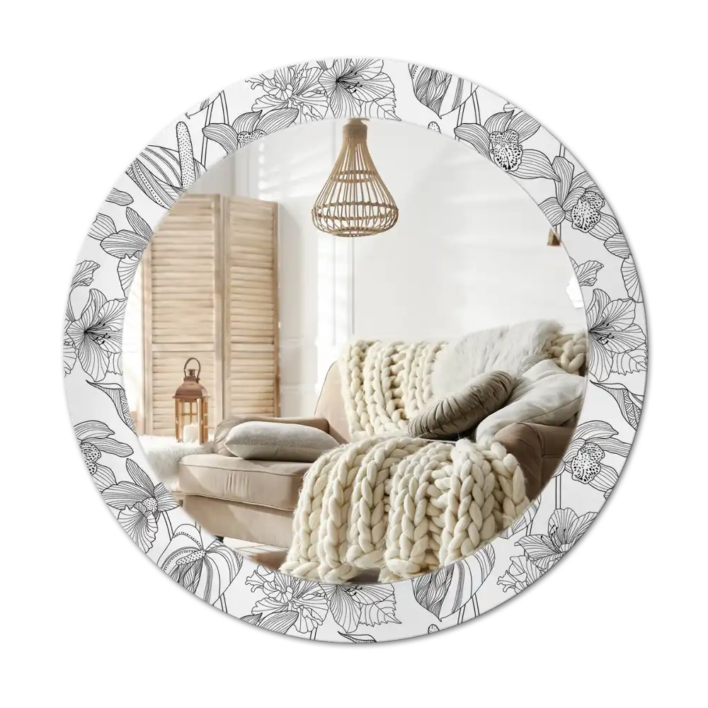 Round decorative mirror Floral pattern