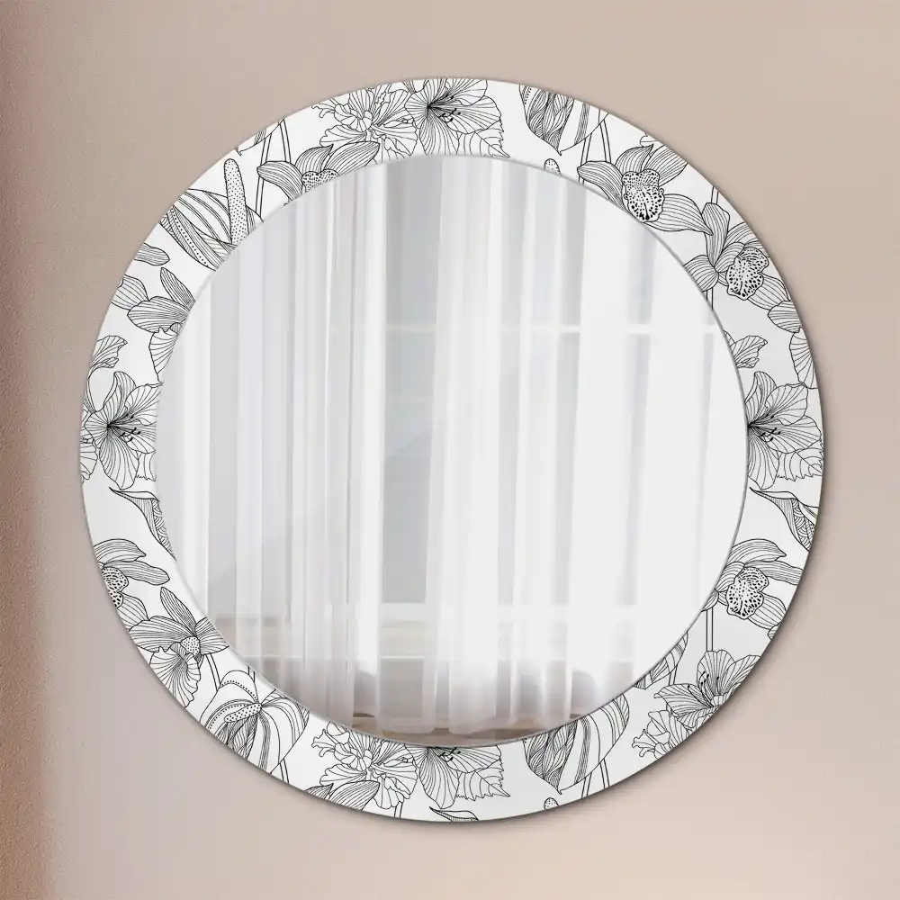 Round decorative mirror Floral pattern