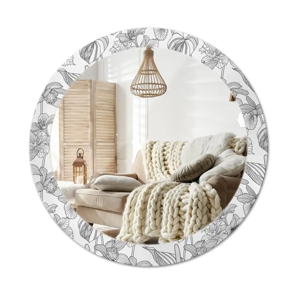 Round decorative mirror Floral pattern