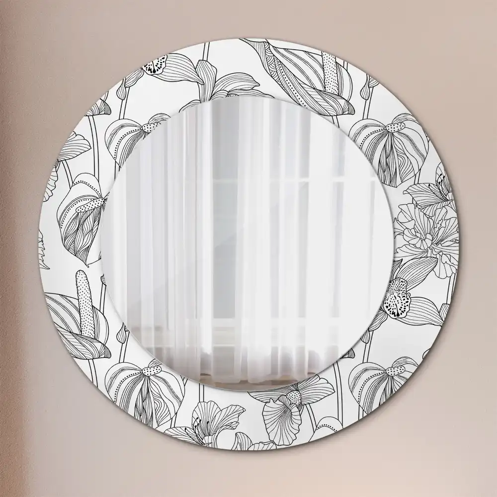 Round decorative mirror Floral pattern