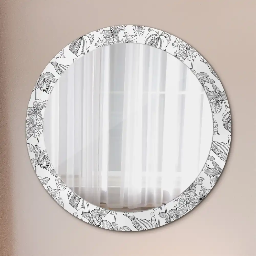 Round decorative mirror Floral pattern
