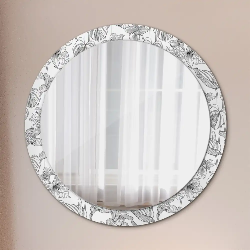 Round decorative mirror Floral pattern