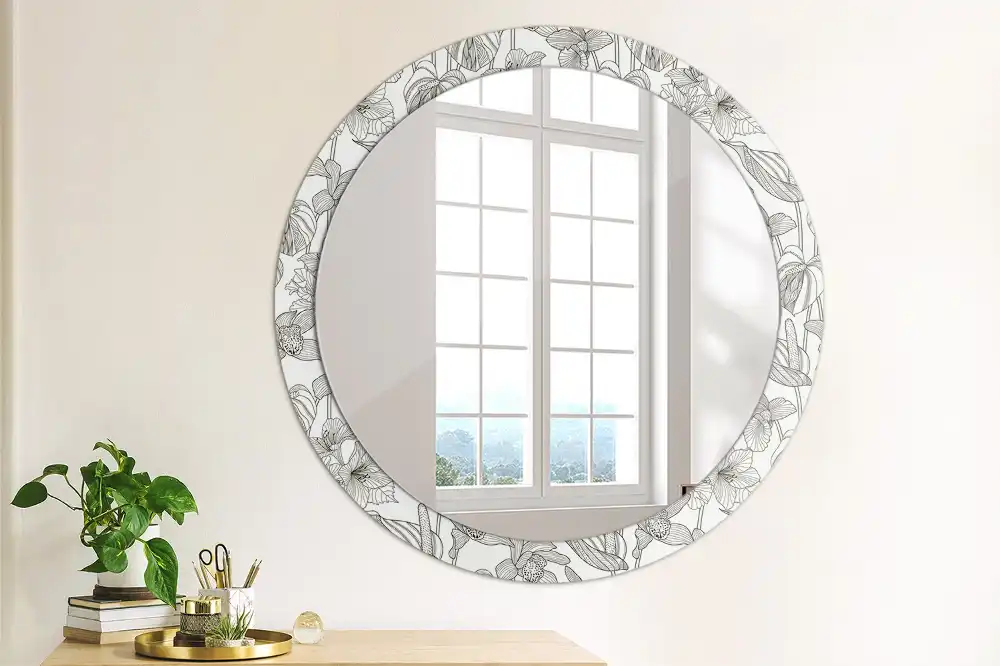 Round decorative mirror Floral pattern
