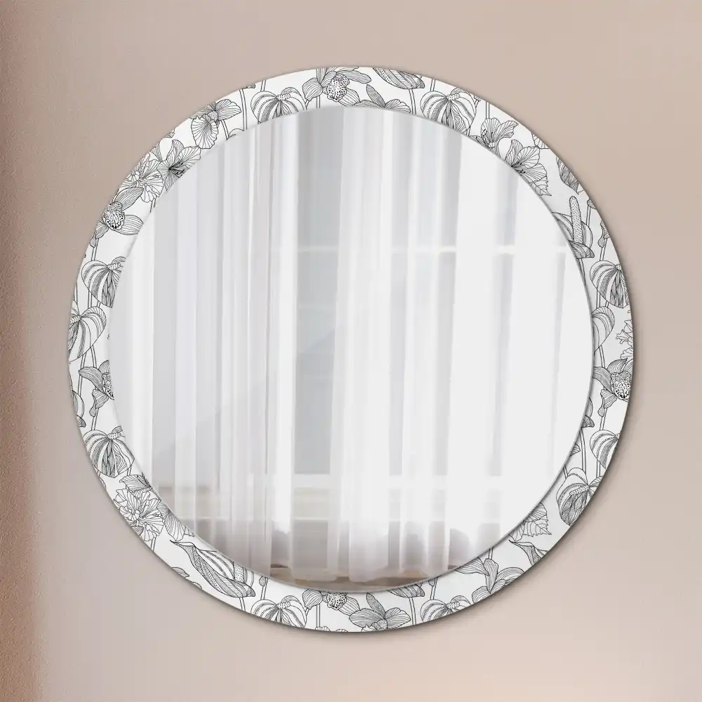 Round decorative mirror Floral pattern