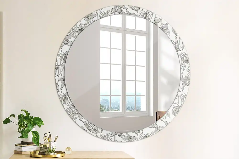 Round decorative mirror Floral pattern