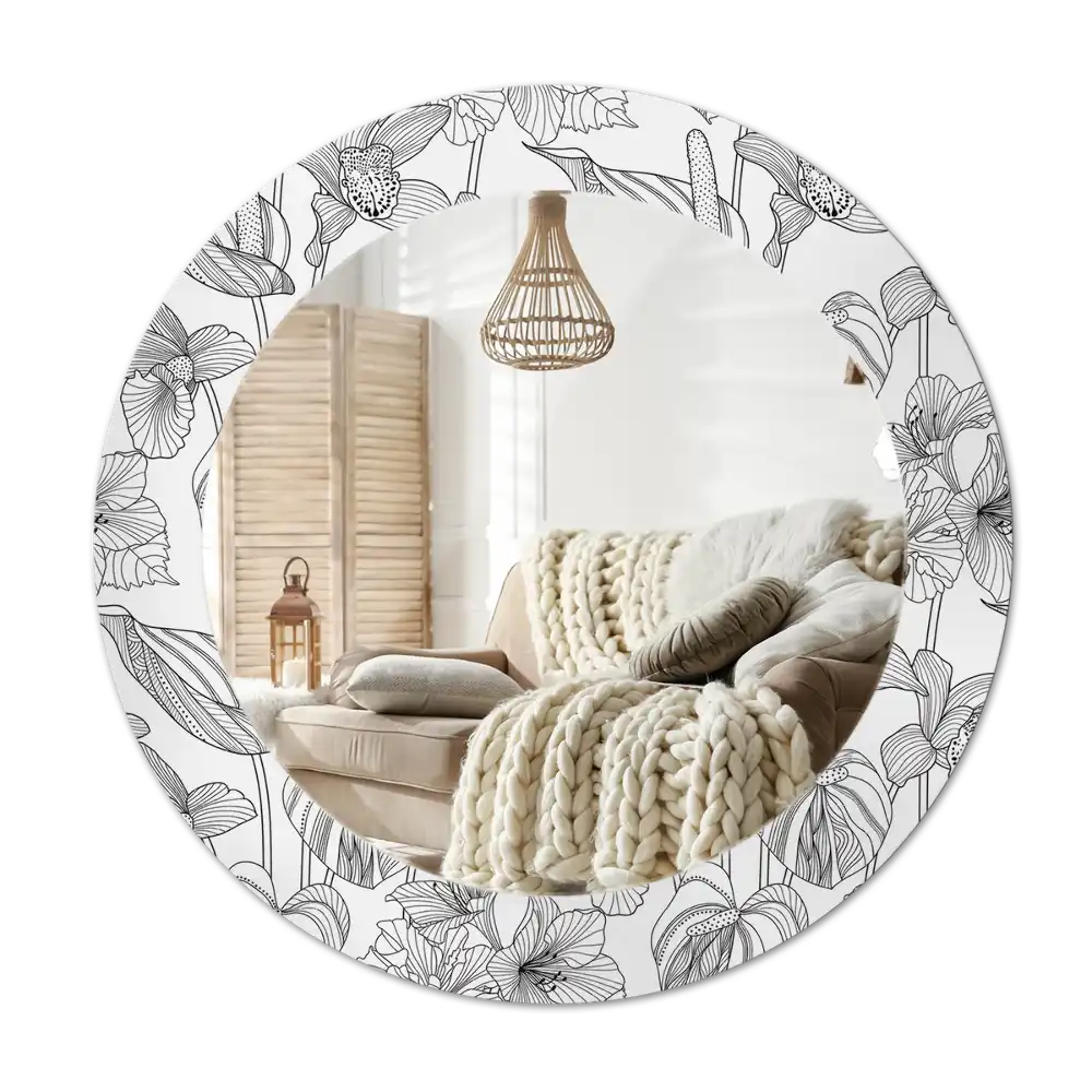 Round decorative mirror Floral pattern
