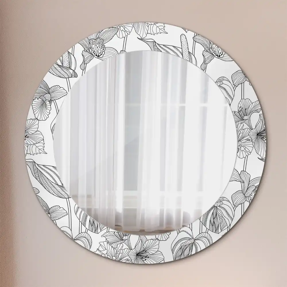Round decorative mirror Floral pattern