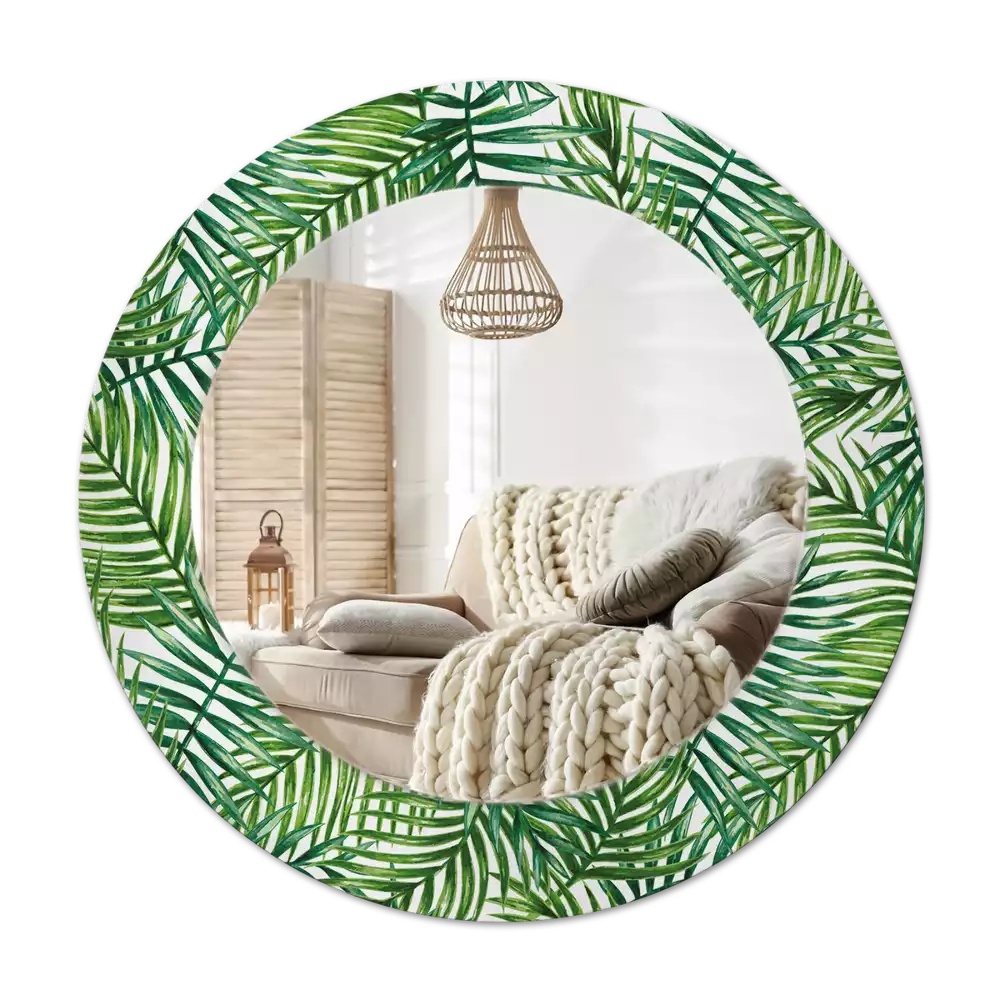 Round wall mirror decor Tropical palm tree