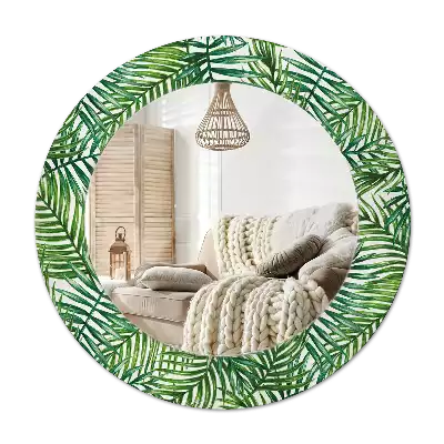 Round wall mirror decor Tropical palm tree