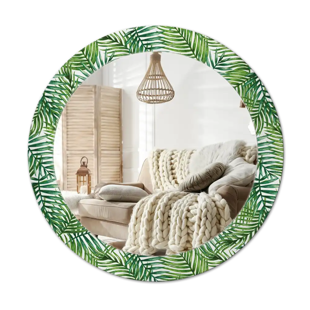 Round wall mirror decor Tropical palm tree