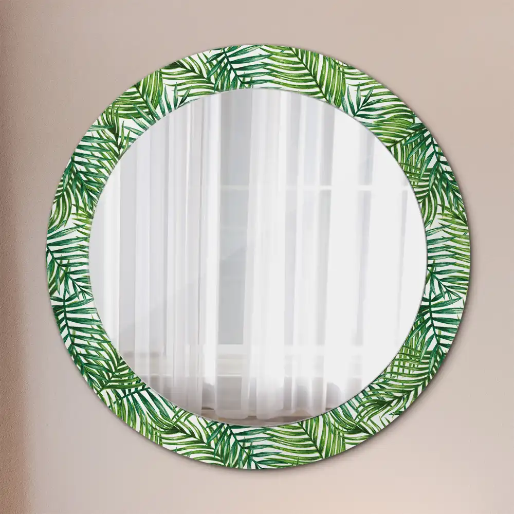 Round wall mirror decor Tropical palm tree