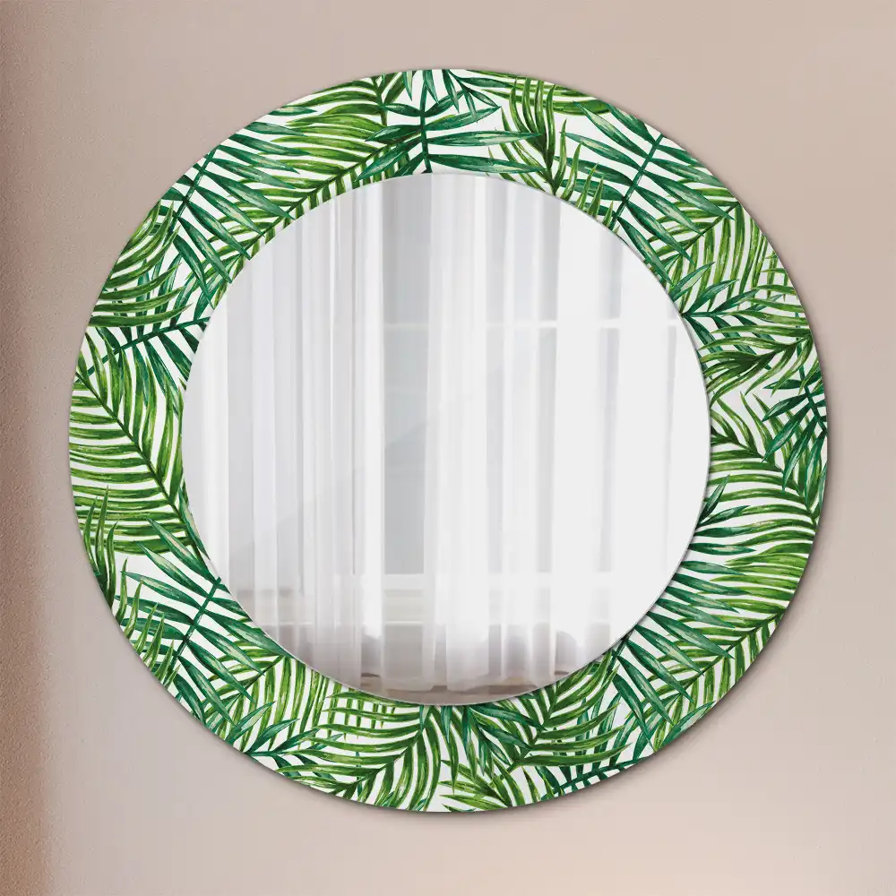 Round wall mirror decor Tropical palm tree