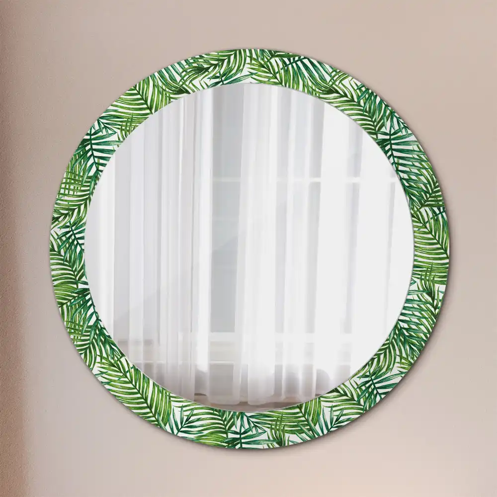 Round wall mirror decor Tropical palm tree