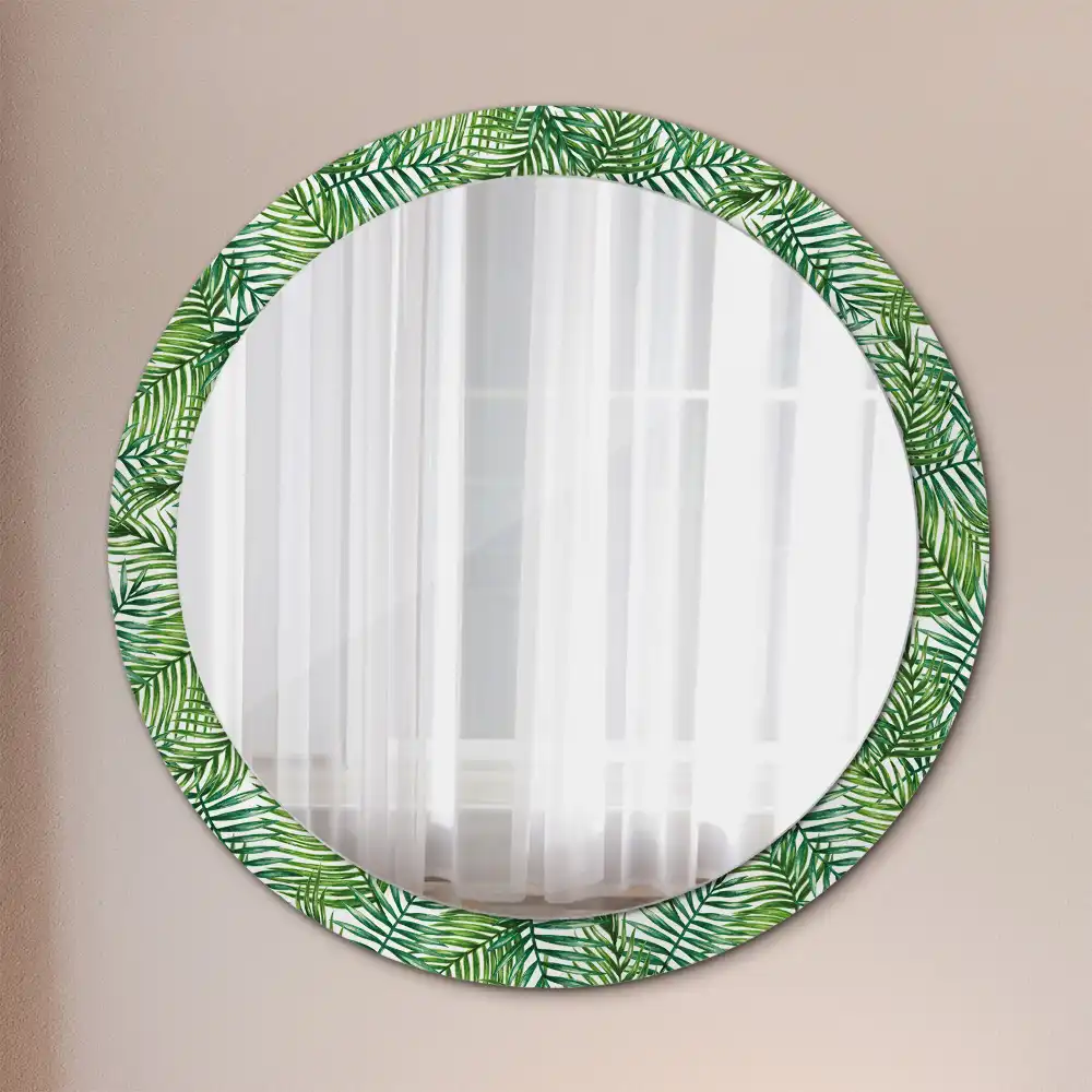 Round wall mirror decor Tropical palm tree