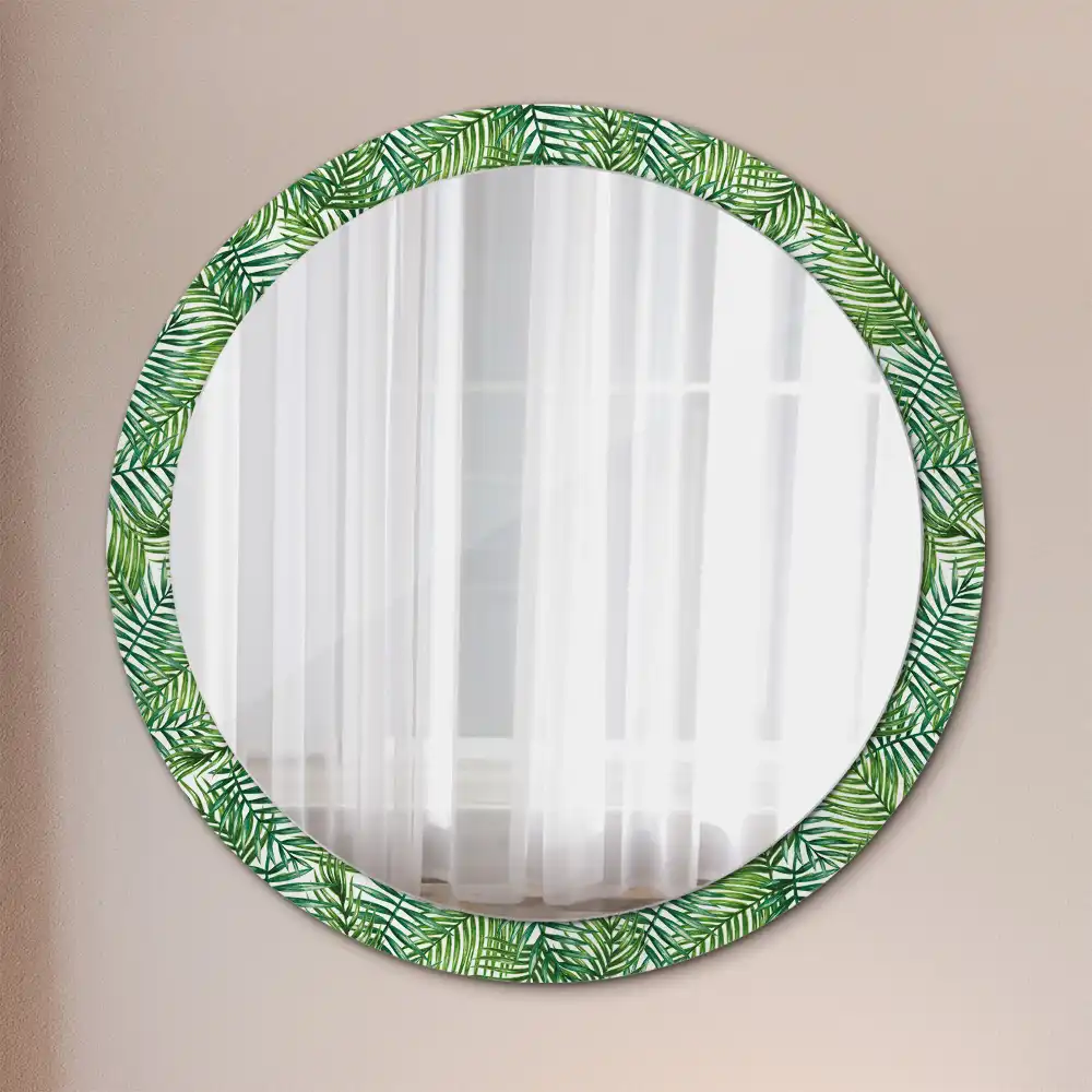 Round wall mirror decor Tropical palm tree