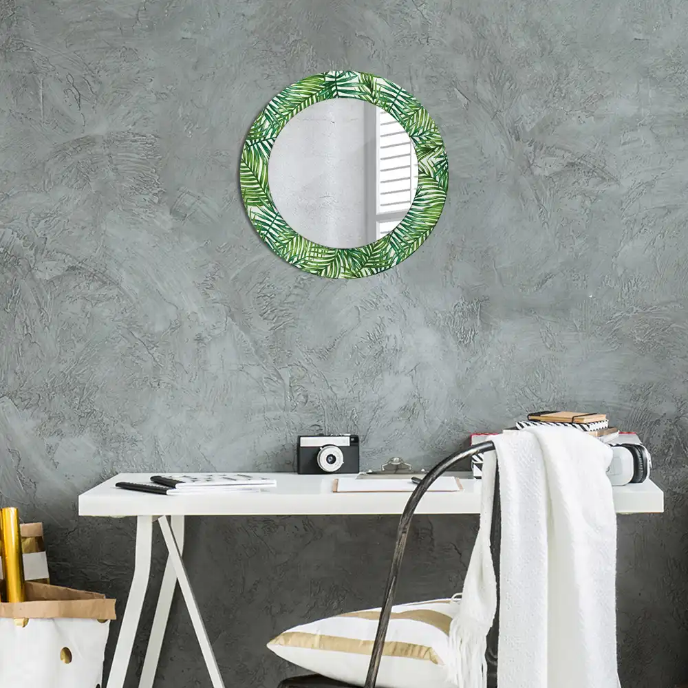 Round wall mirror decor Tropical palm tree