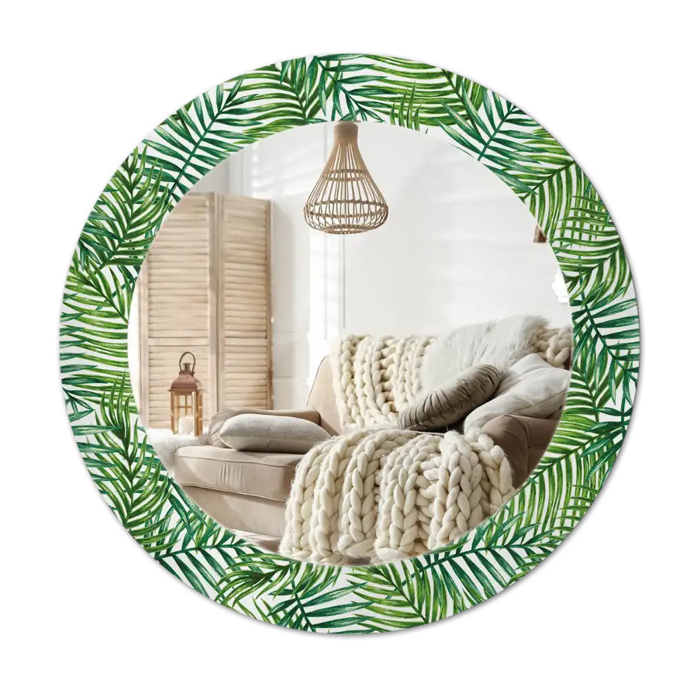Round wall mirror decor Tropical palm tree
