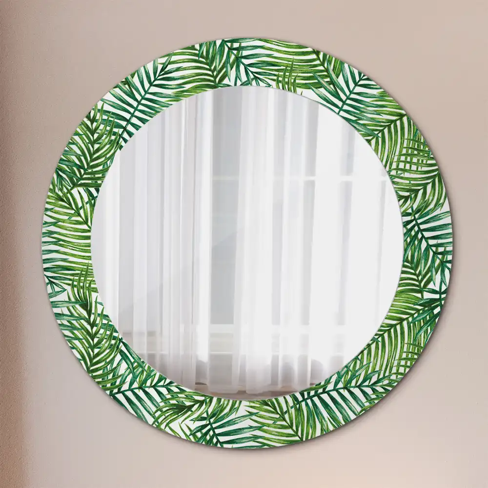 Round wall mirror decor Tropical palm tree