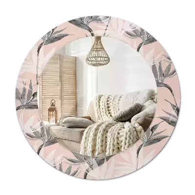 Round printed mirror Strelitzia