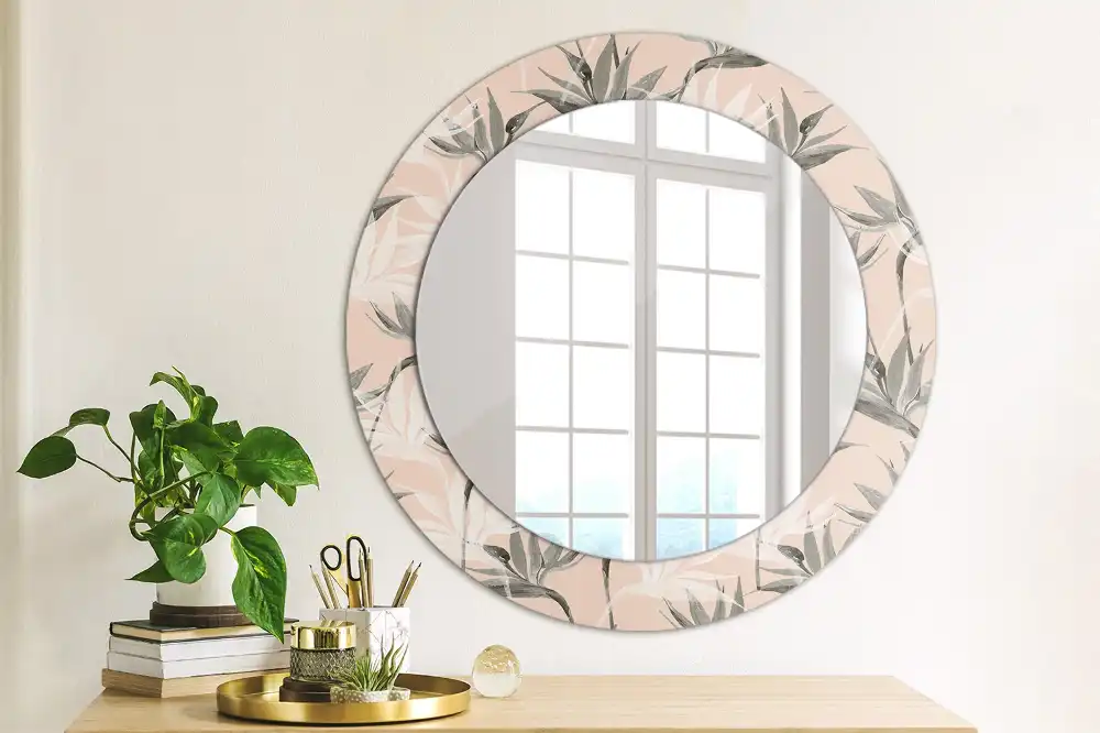 Round printed mirror Strelitzia