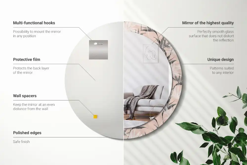 Round printed mirror Strelitzia