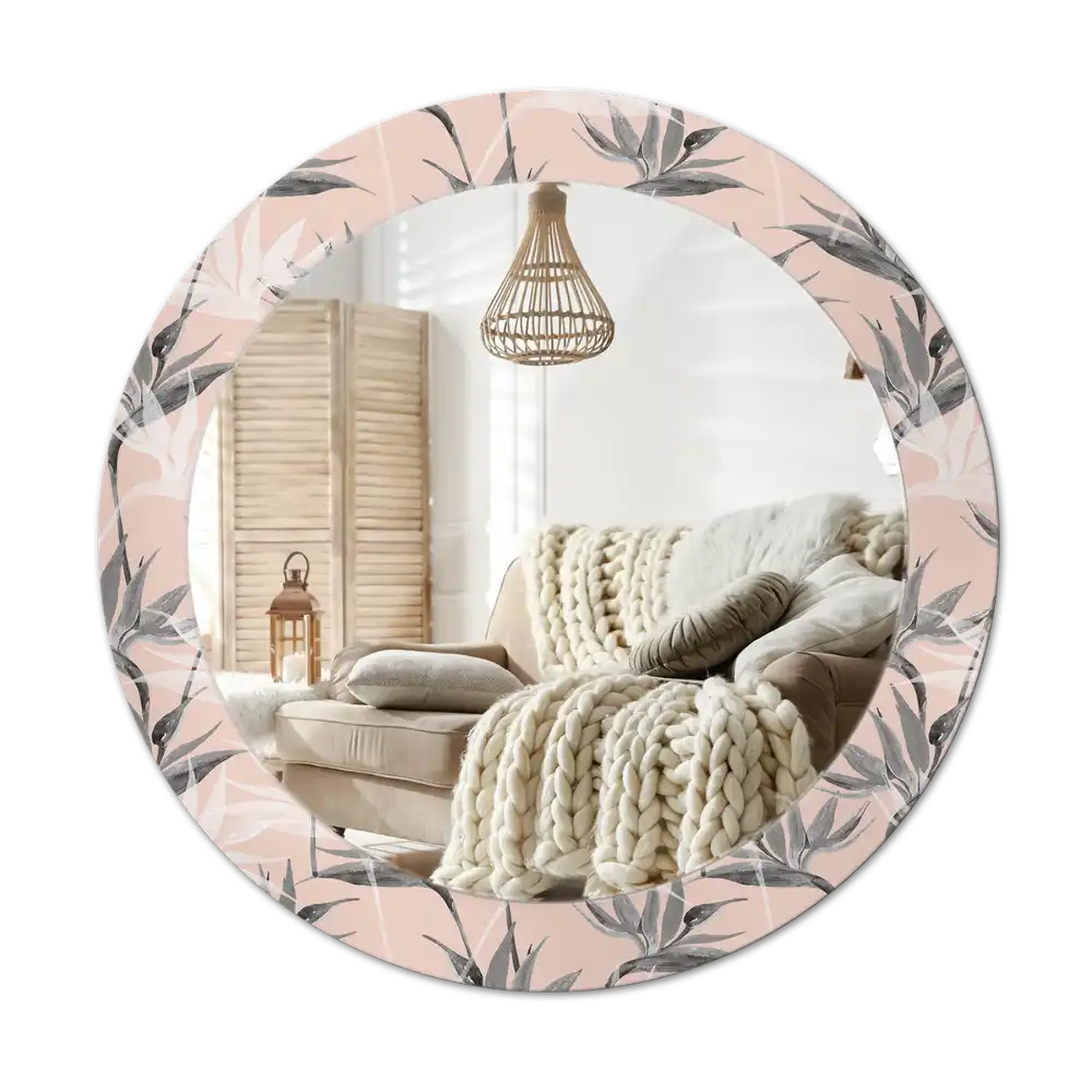 Round printed mirror Strelitzia