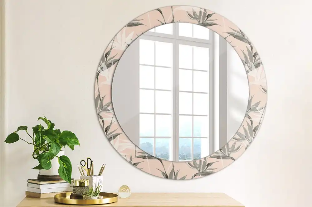 Round printed mirror Strelitzia