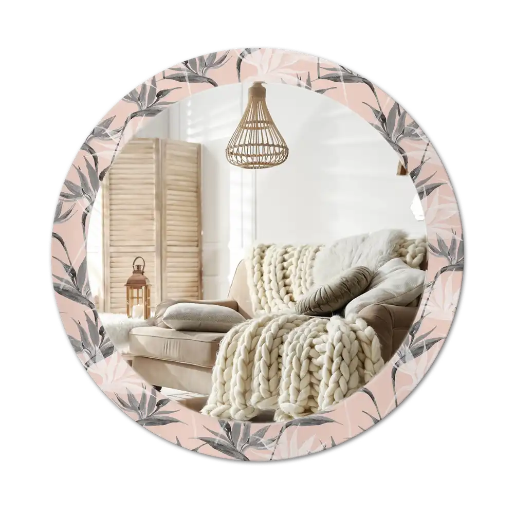 Round printed mirror Strelitzia