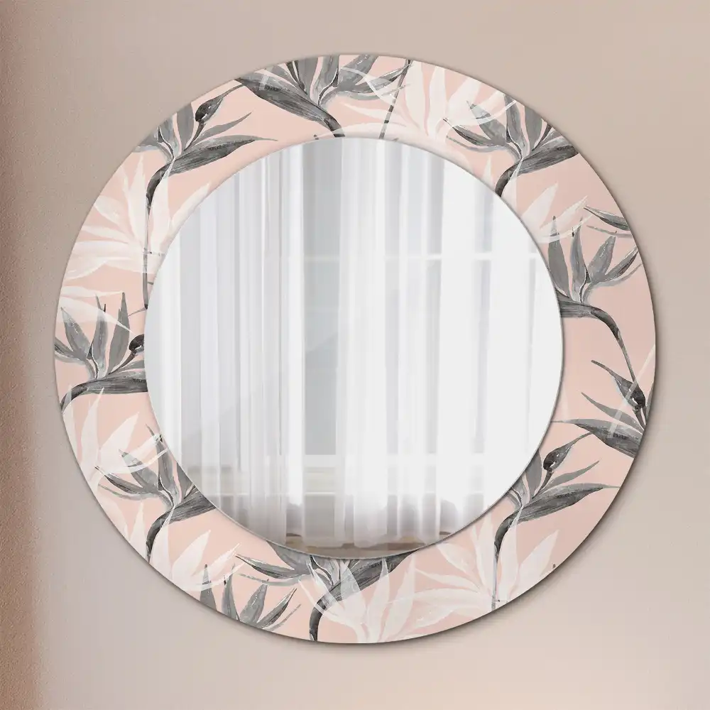 Round printed mirror Strelitzia